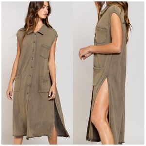 💝Boutique~POL💚Sleeveless Shirt Dress💚